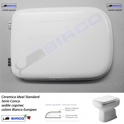 Sedile copriwc bianco compatibile con Serie Conca di Ideal Standard