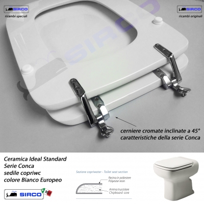 Sedile Wc Copriwater per modello Conca bianco euro marca Ideal Standard -  Il Tuo Bagno Online