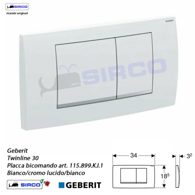 Geberit placca di comando twinline 30 per risciacquo a due quantità  finitura cromo lucido/satinato 115.899.KH.1